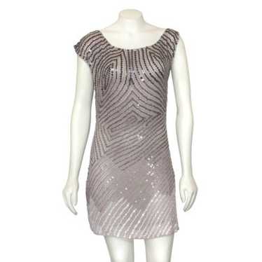 Alice + Olivia Taupe Beaded Cocktail Dress