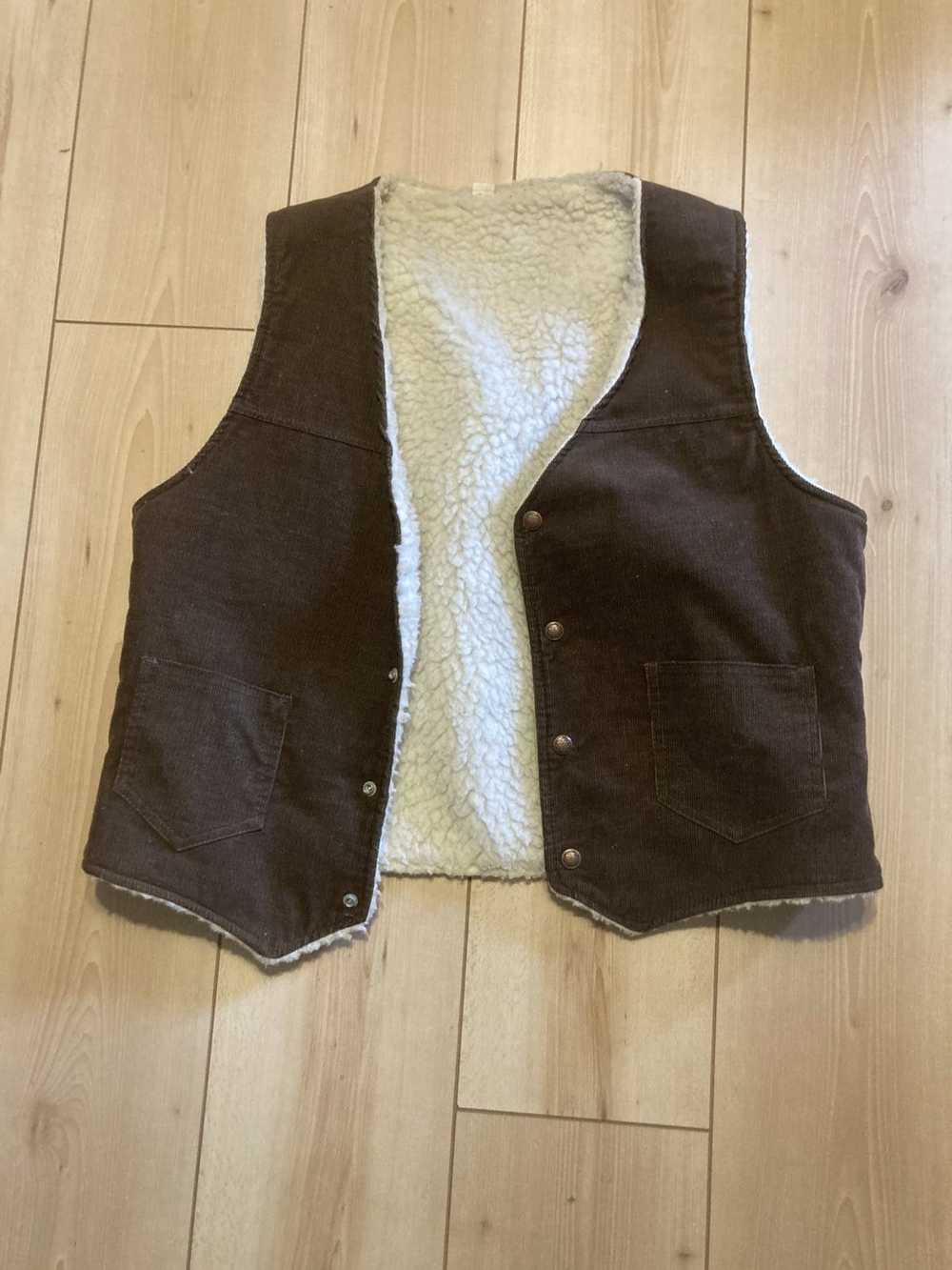Vintage 70s brown corduroy vest - image 1