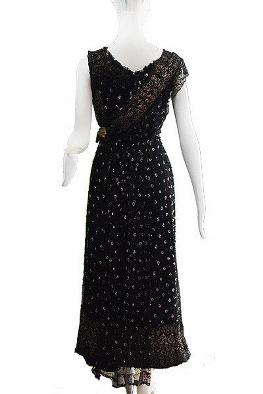 1910s Edwardian Tulle & Gilt Lace Evening Dress - image 2