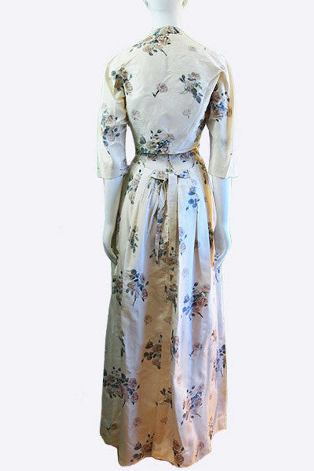 1940s Valentina Floral Silk Ensemble - image 2