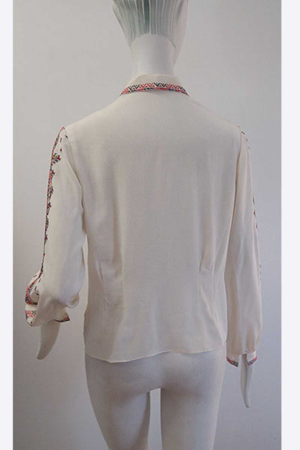 1950s Romanian Embroidered Peasant Blouse - image 3