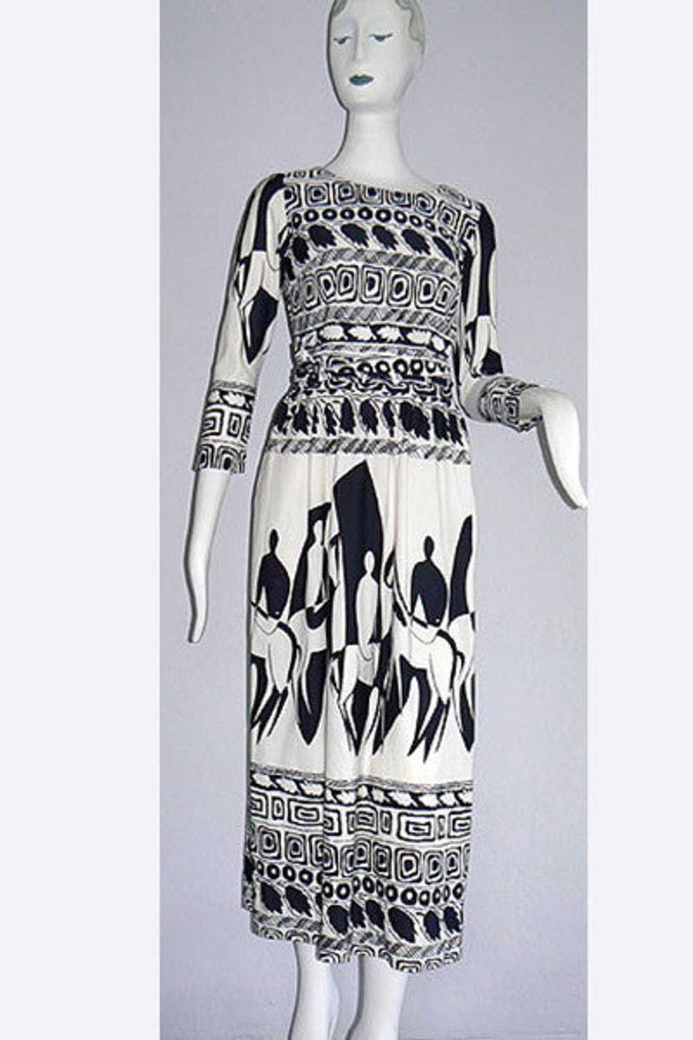 1960s Orsini - I. Magnin Black & White Print Dress - image 1