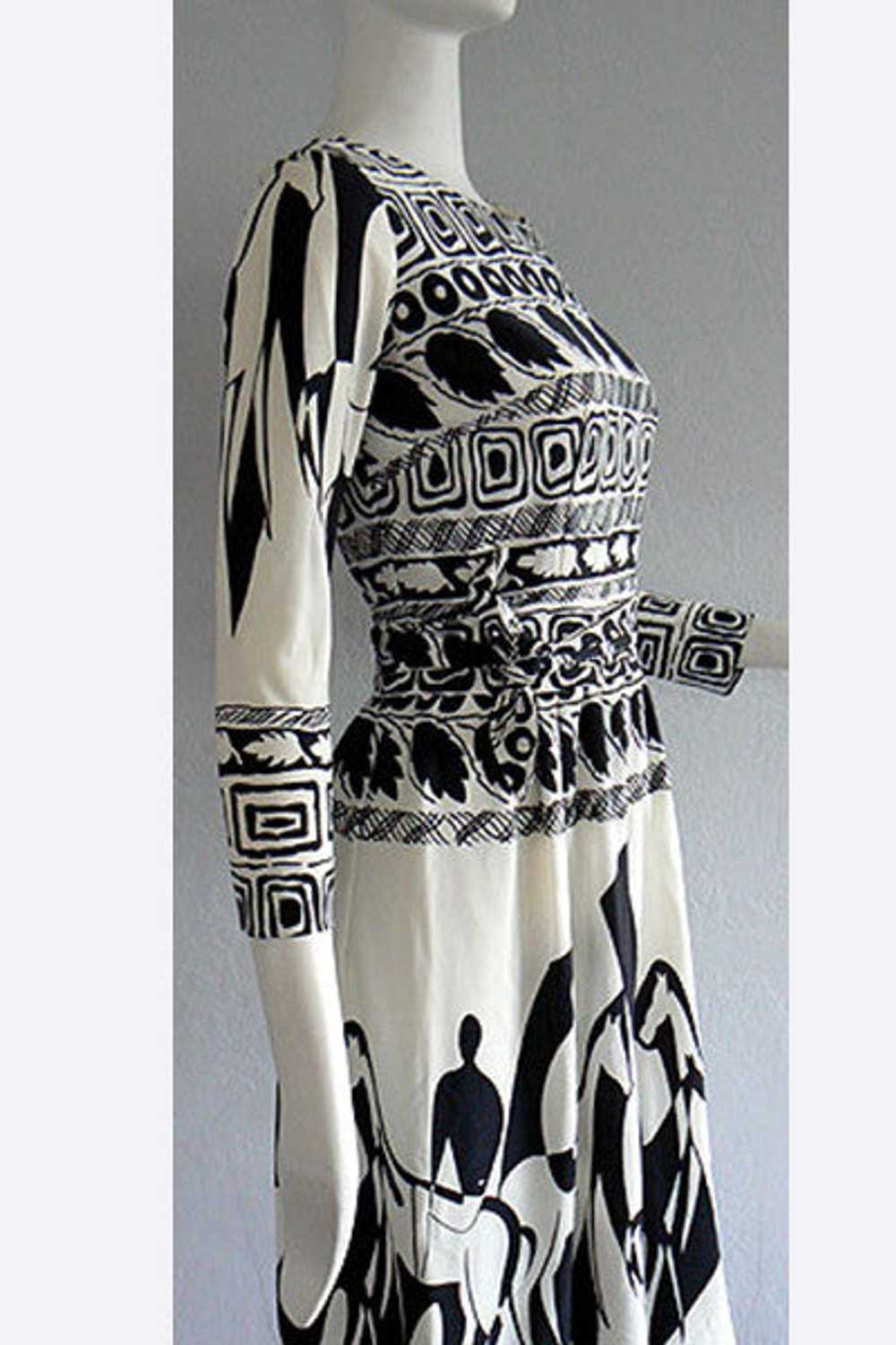 1960s Orsini - I. Magnin Black & White Print Dress - image 3