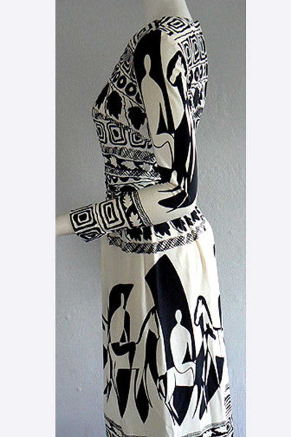 1960s Orsini - I. Magnin Black & White Print Dress - image 4