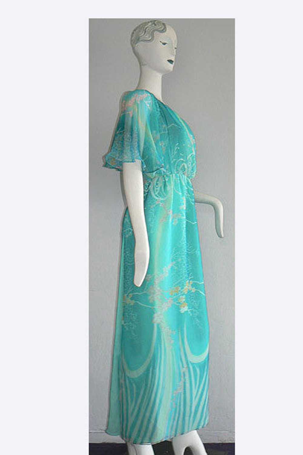 1970s Tina Leser Cherry Blossom Print Dress - image 3