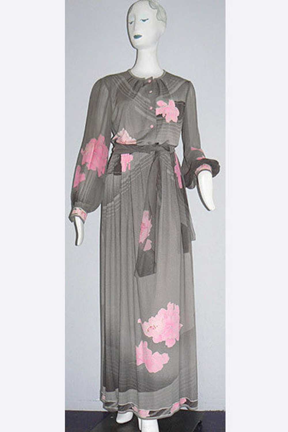1970s Leonard of Paris Long Silk Dress - image 1