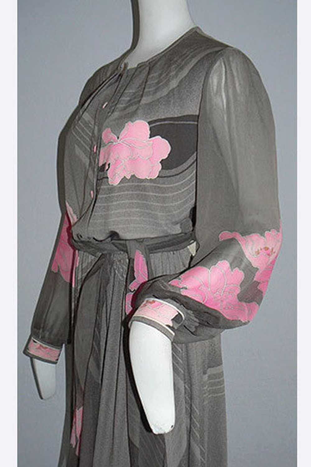 1970s Leonard of Paris Long Silk Dress - image 3
