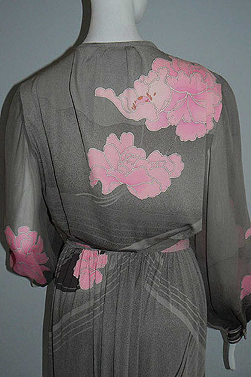 1970s Leonard of Paris Long Silk Dress - image 4