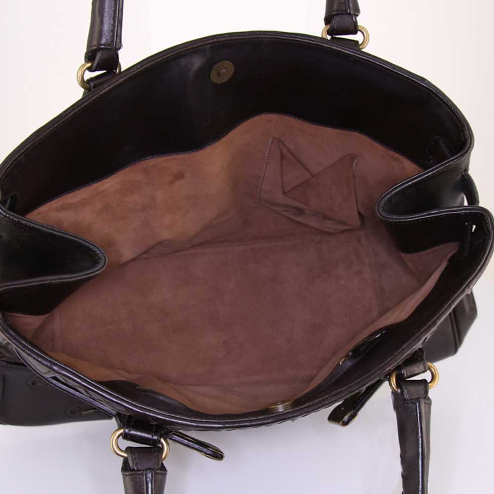 Bottega Veneta handbag in dark brown intrecciato … - image 3