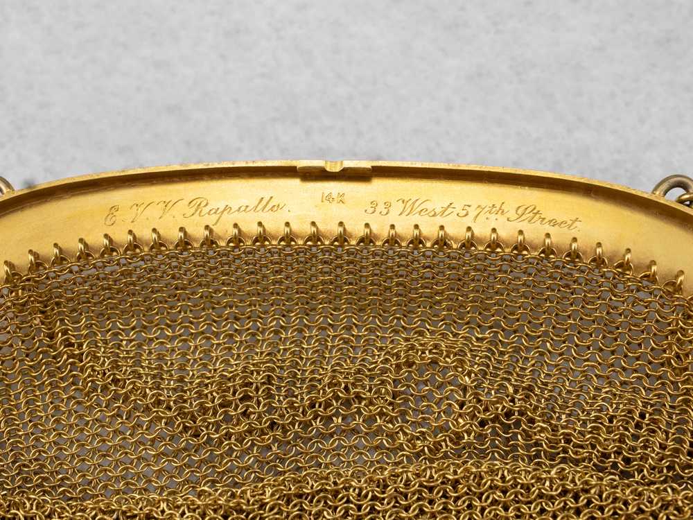 Antique Mesh Gold Synthetic Sapphire and Diamond … - image 10