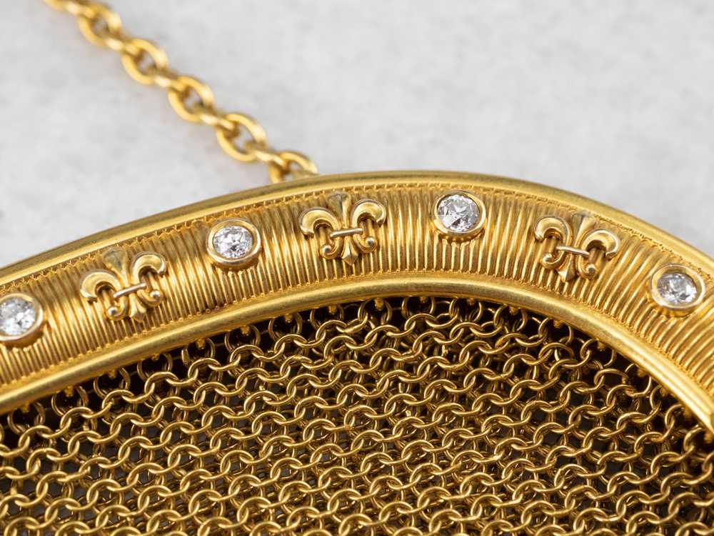 Antique Mesh Gold Synthetic Sapphire and Diamond … - image 4