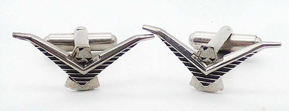 Silver Ford Thunderbird Emblem Cuff Links - image 1