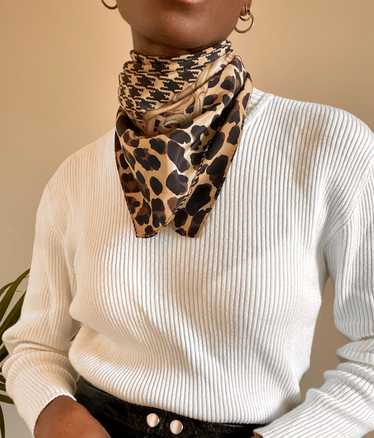 Vintage Black, Gold, Brown Printed Scarf - image 1