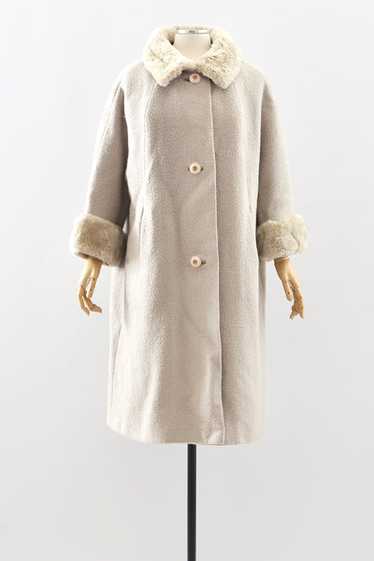 Vintage Louis Feraud Paris Wool Boucle Coat - off white