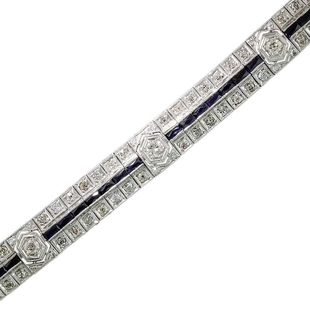 Art Deco Diamond and Synthetic Sapphire Bracelet - image 3