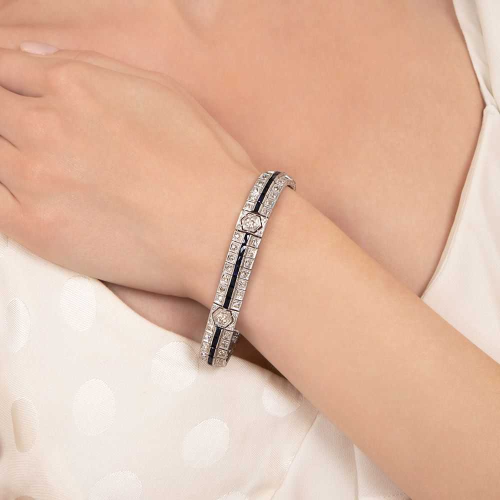 Art Deco Diamond and Synthetic Sapphire Bracelet - image 4
