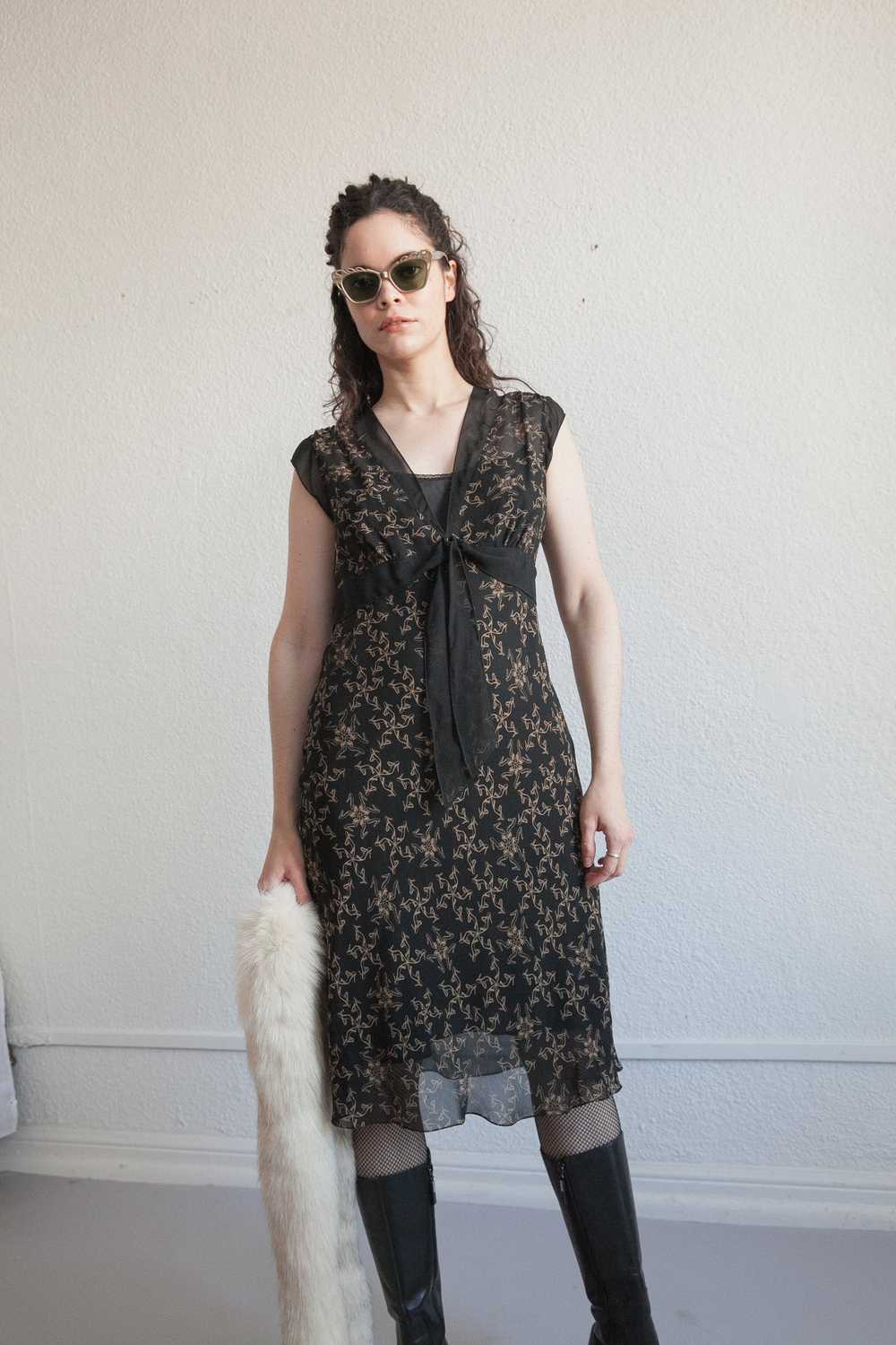 Y2K Sheer Silk Shoe Print Dress - image 2