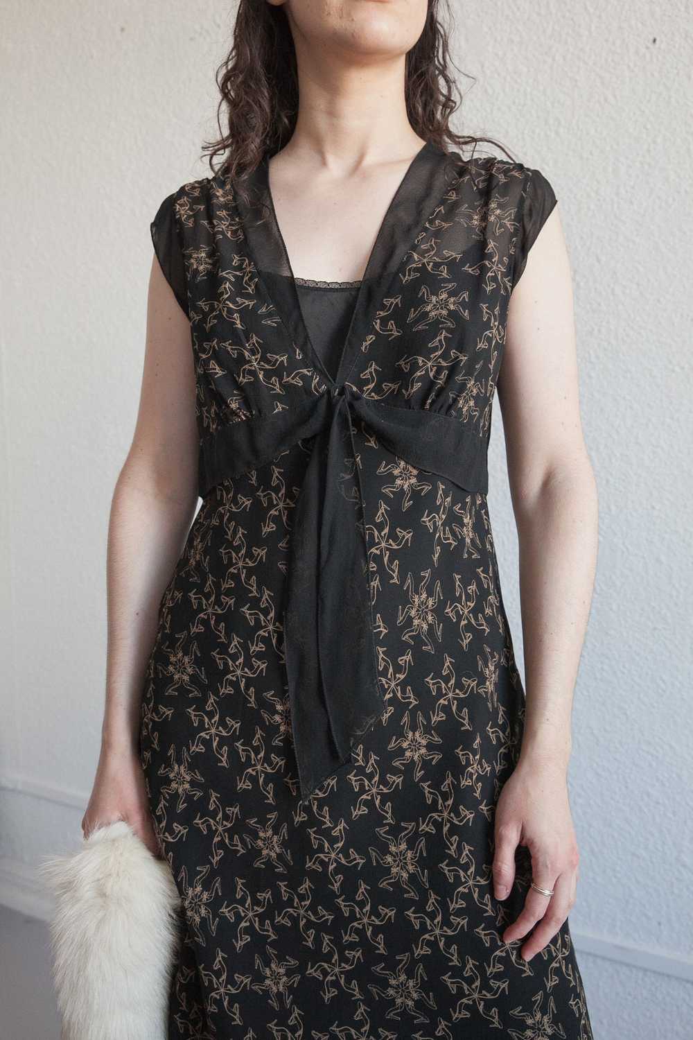 Y2K Sheer Silk Shoe Print Dress - image 3