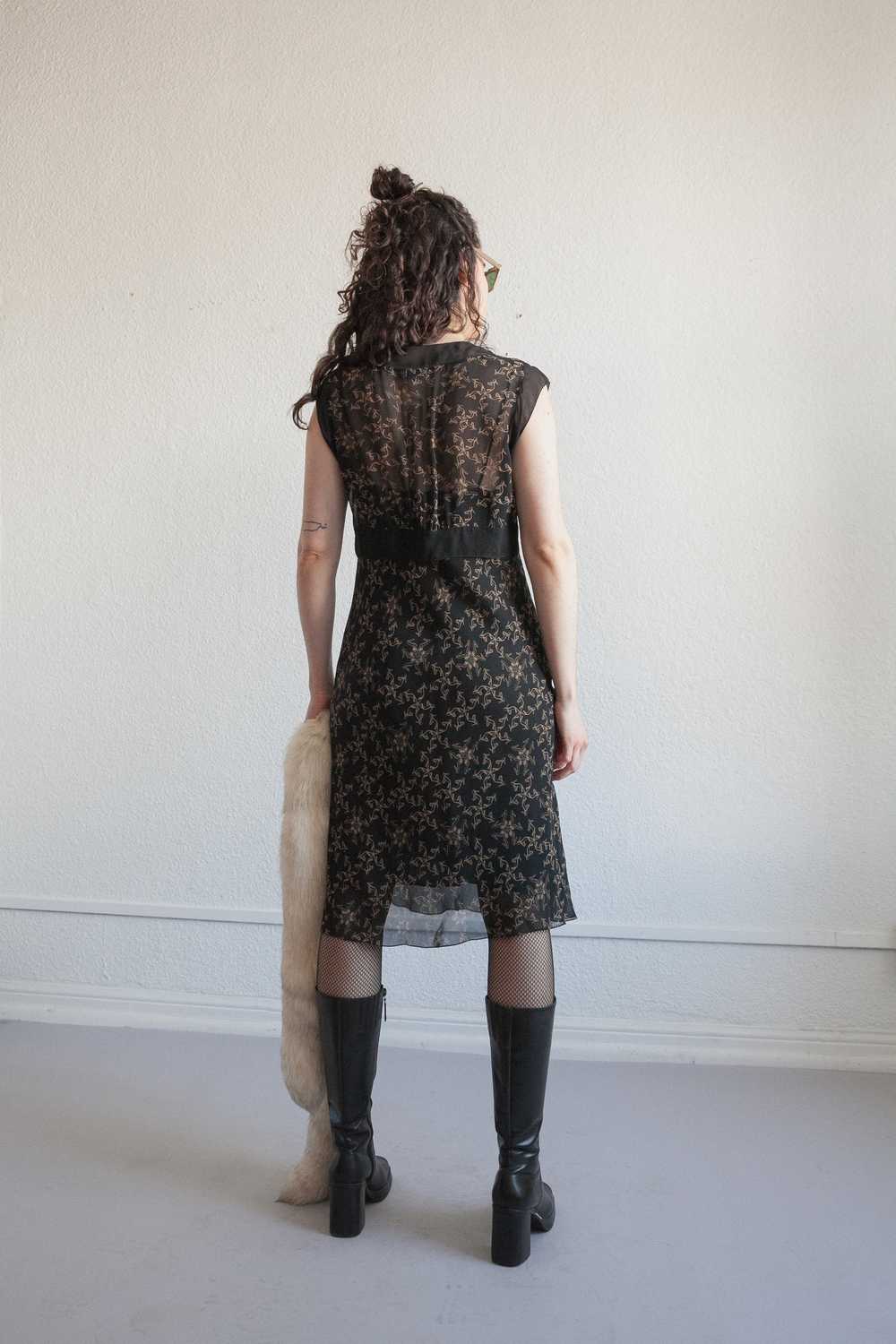 Y2K Sheer Silk Shoe Print Dress - image 6