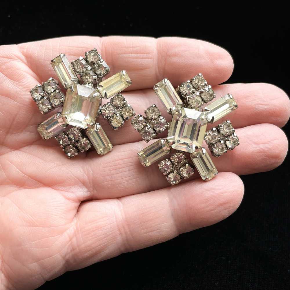 Vintage Statement Rhinestone Earrings, MCM Sparkl… - image 2