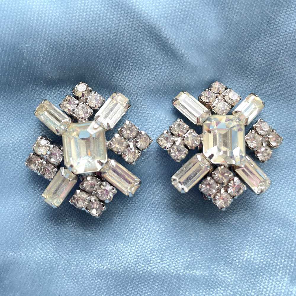 Vintage Statement Rhinestone Earrings, MCM Sparkl… - image 3