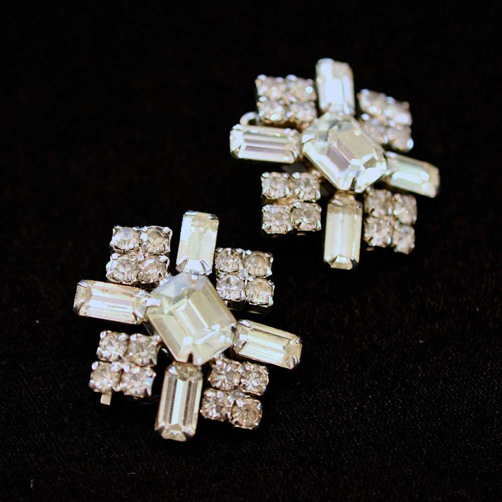 Vintage Statement Rhinestone Earrings, MCM Sparkl… - image 4