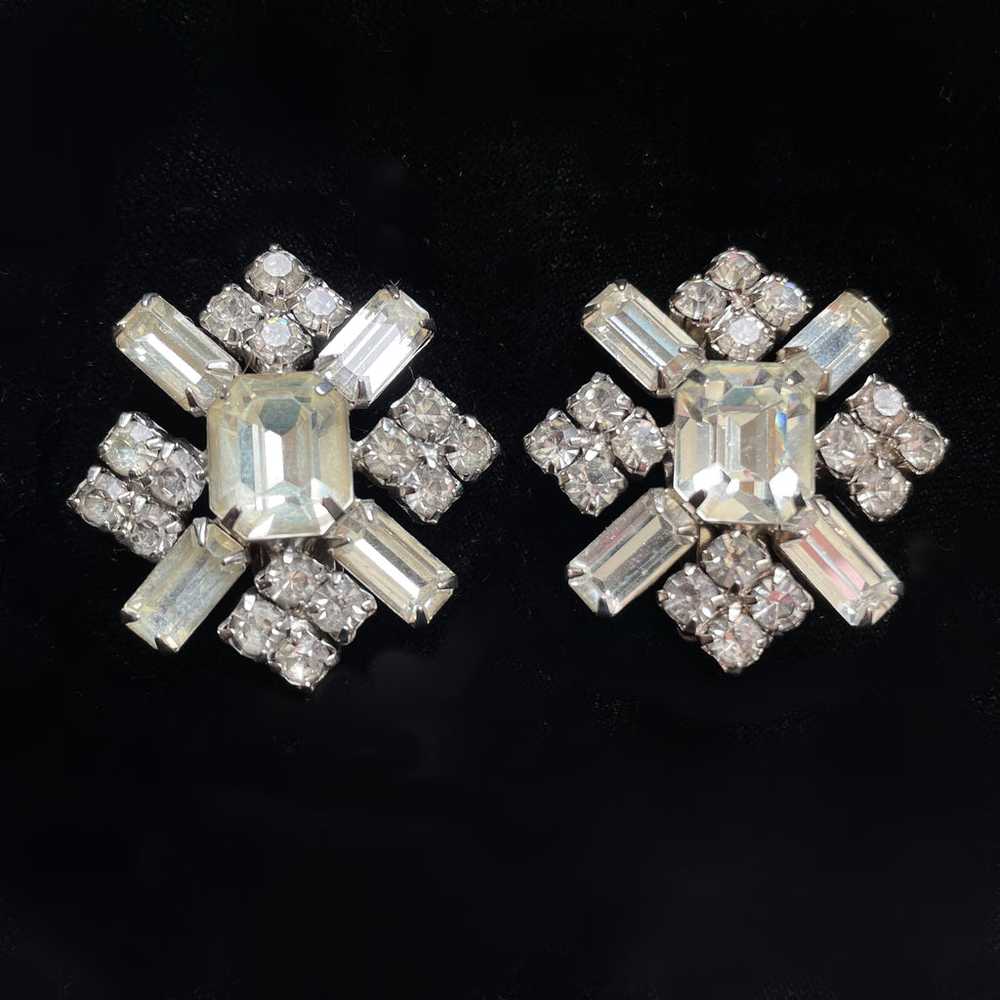 Vintage Statement Rhinestone Earrings, MCM Sparkl… - image 6