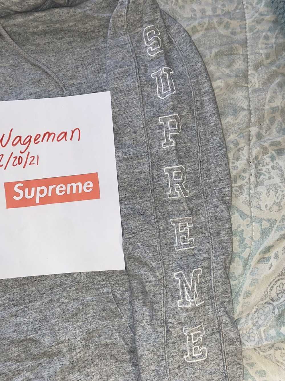 Supreme Grey Supreme Hoodie w/ Embroidered sleeves - image 4