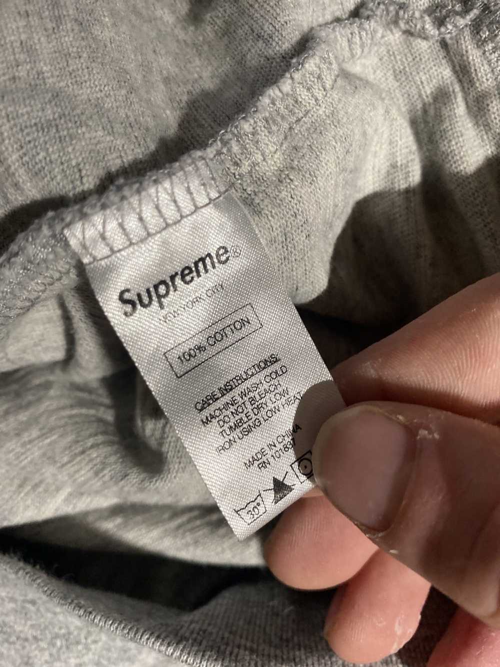 Supreme Grey Supreme Hoodie w/ Embroidered sleeves - image 6