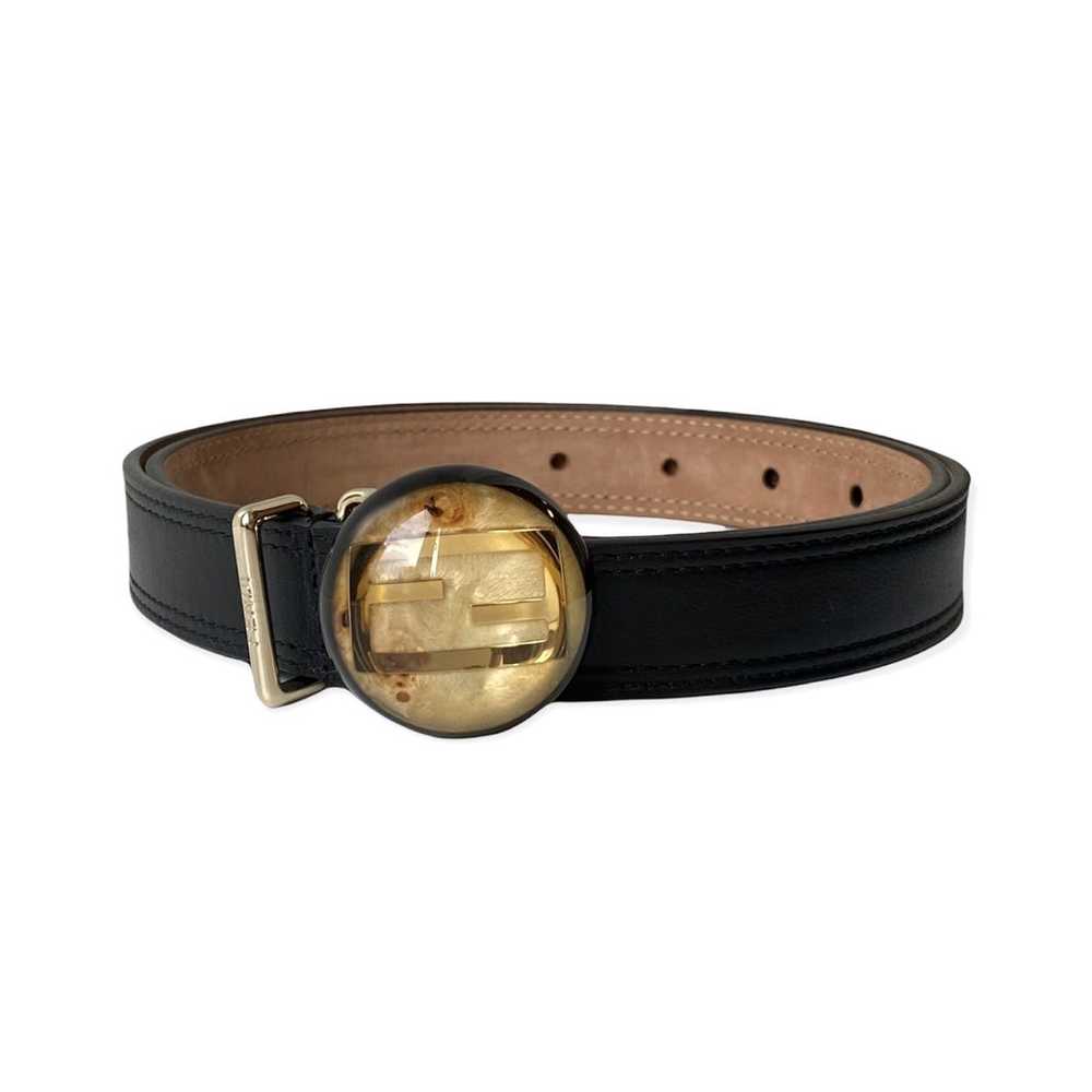 Fendi FENDI Black Leather Belt Mini Logo FF Buckl… - image 1