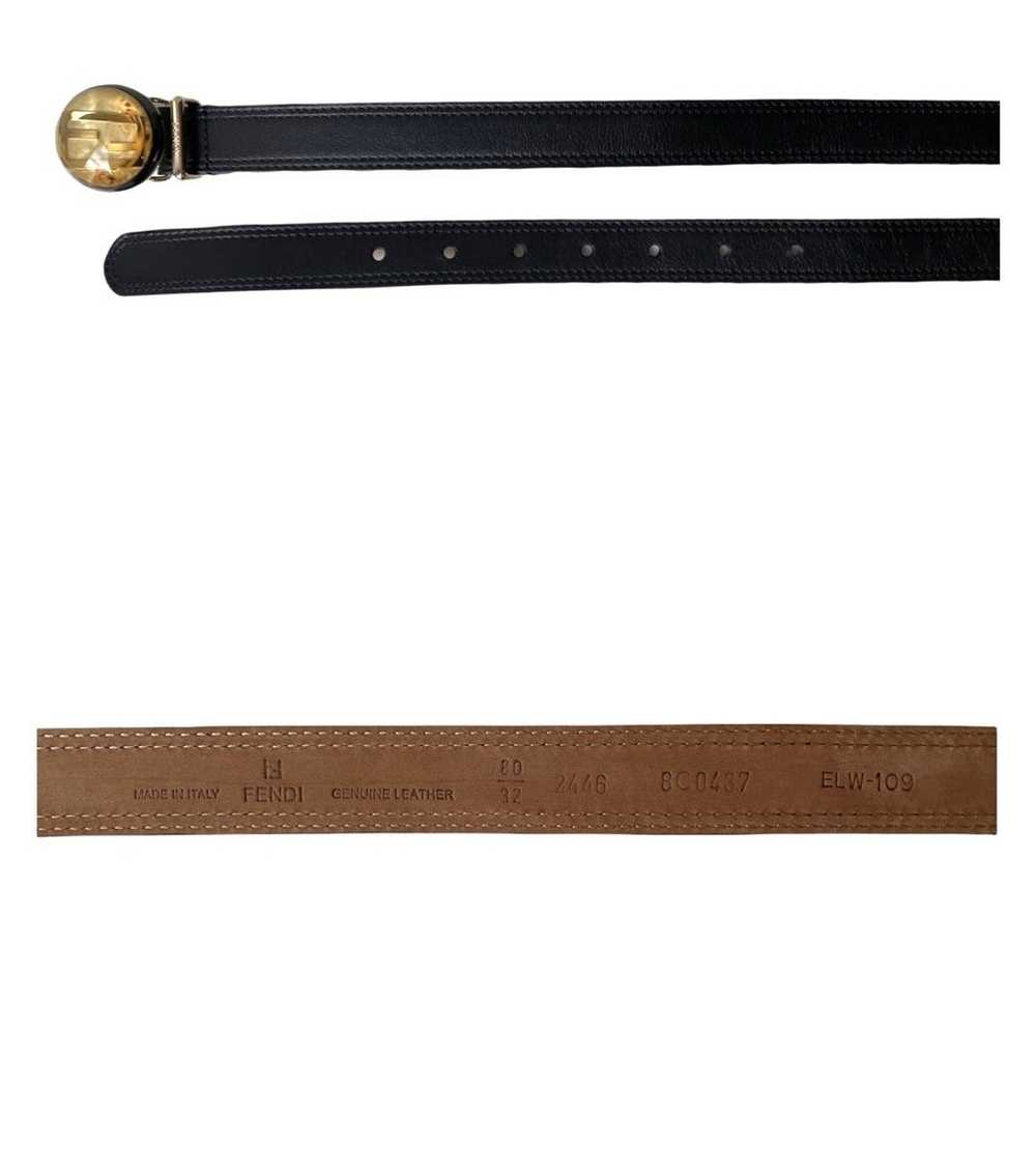 Fendi FENDI Black Leather Belt Mini Logo FF Buckl… - image 4