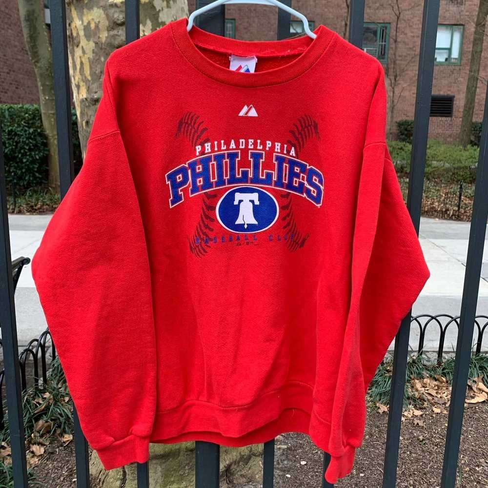 Majestic Vintage Philadelphia Phillies Red Sweats… - image 1