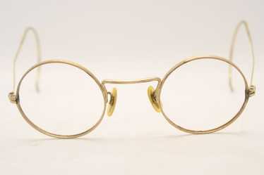 Antique Round Eyeglasses Vintage Gold 40mm Vintage - image 1