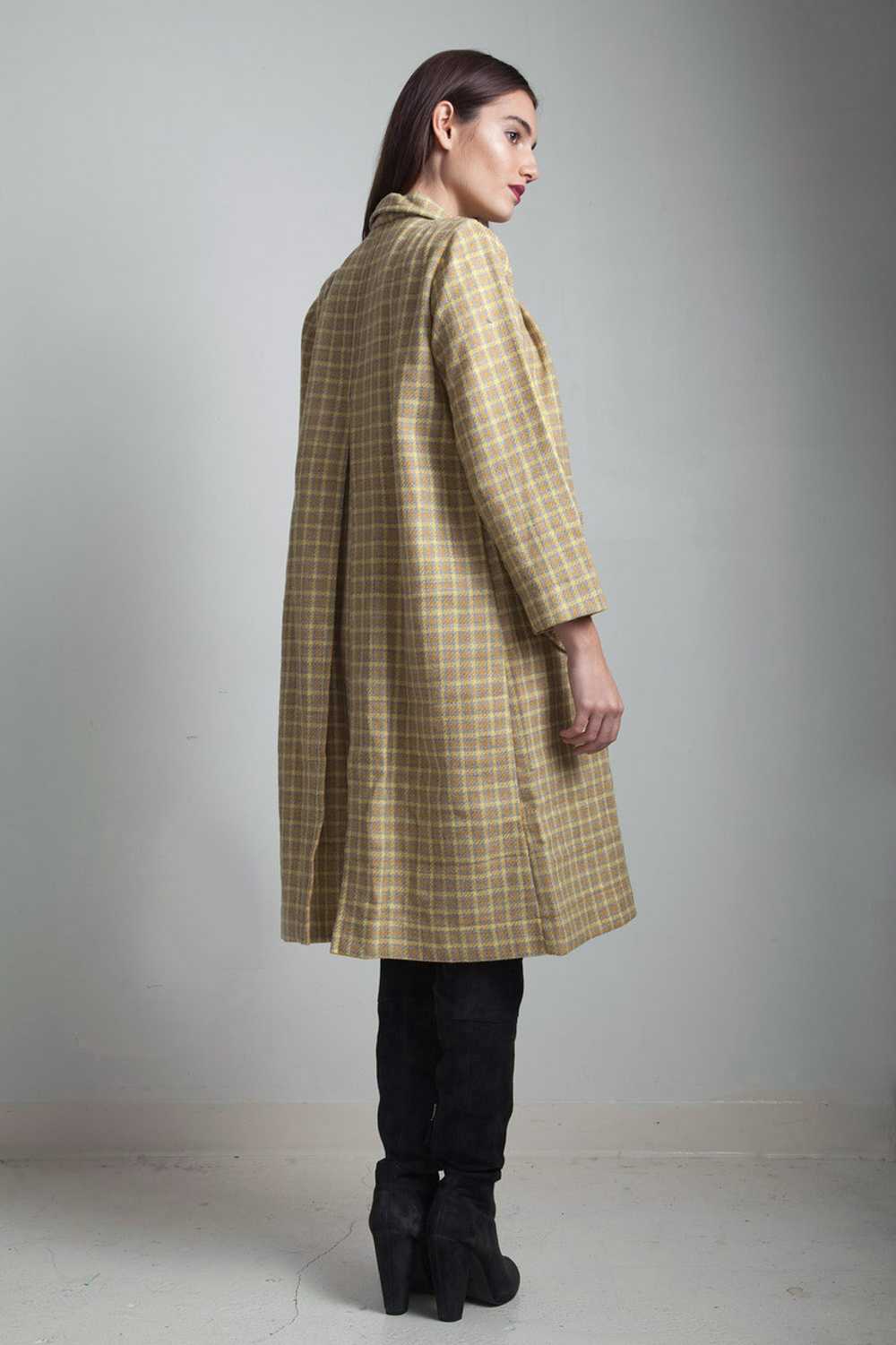 plus size vintage 70s plaid tweed coat dress with… - image 4