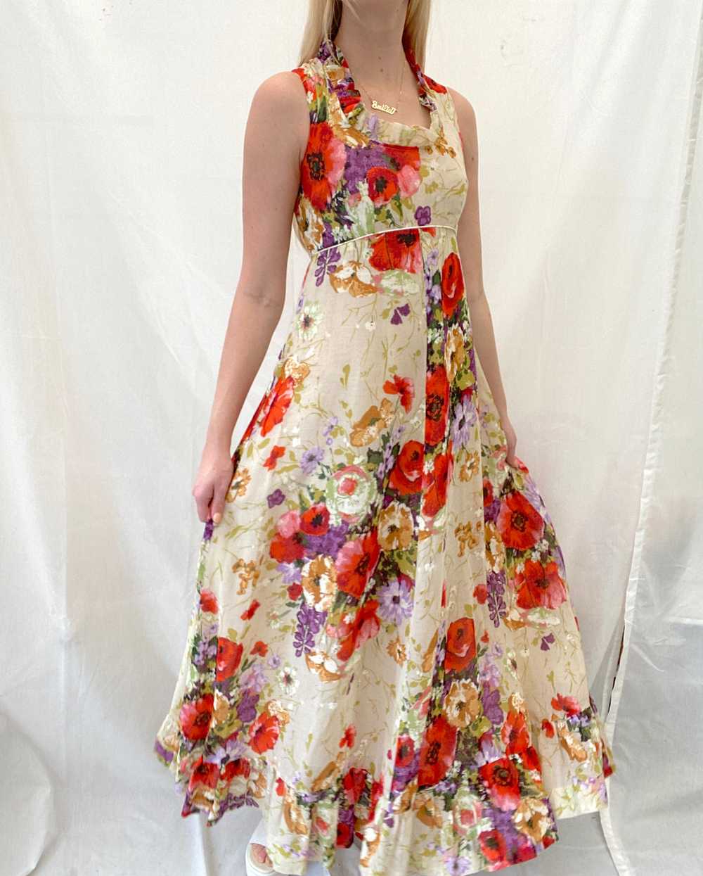 1960's Floral Print Maxi Dress - image 1
