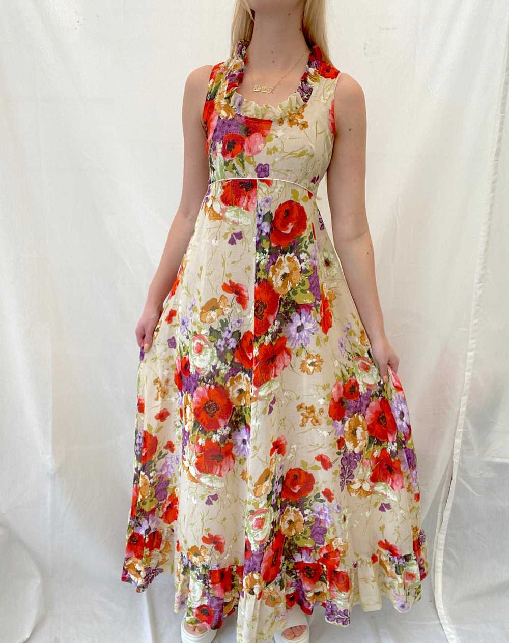 1960's Floral Print Maxi Dress - image 2