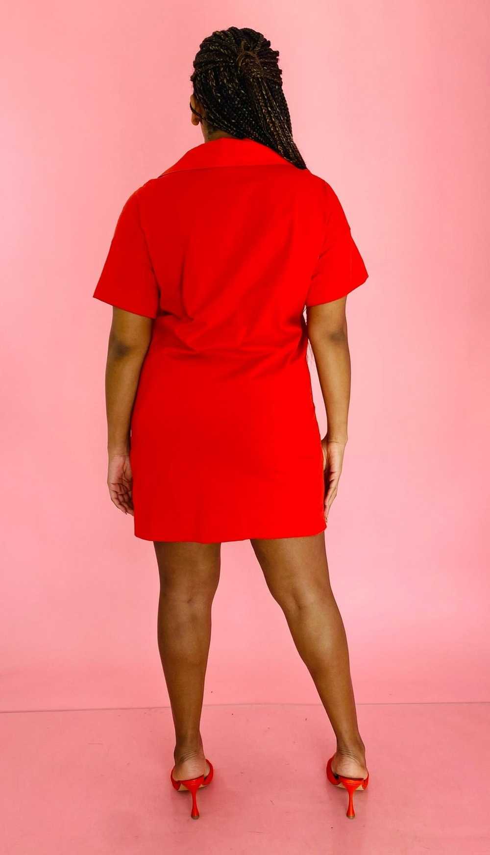 Everlane Bright Red Collared Cotton Mini Dress, S… - image 5