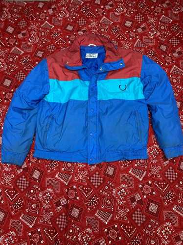 Silk Color Block Jacket 80s Windbreaker Jacket Teal Red Blue Retro Kawaii  Bomber Jacket Vintage 90s Preppy Extra Large Xl L 