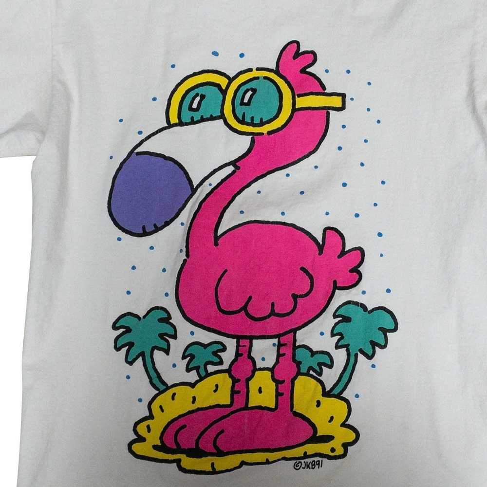 Vintage Flamingo Goggles White T-Shirt - Size Lar… - image 2
