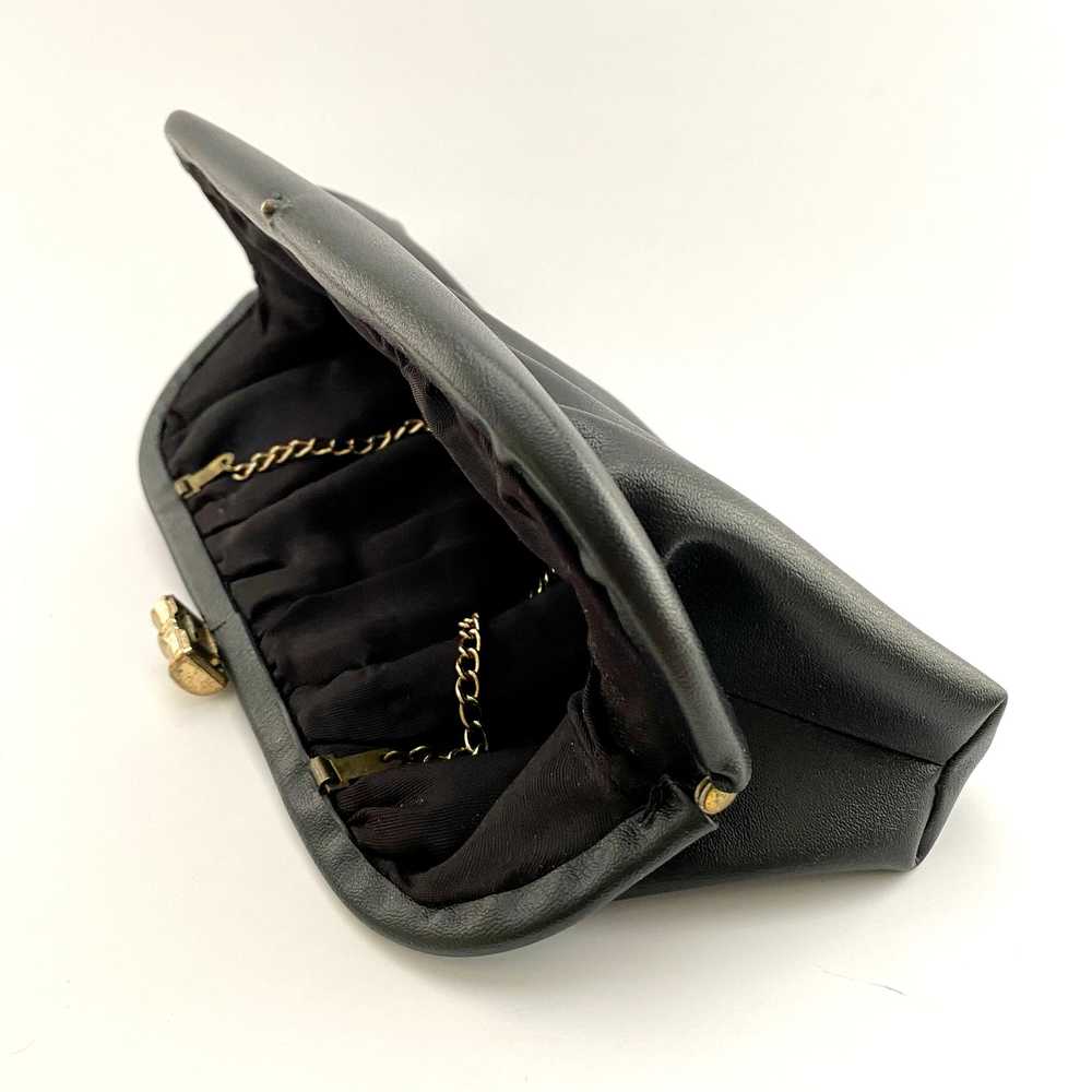 1960s Black Faux Leather Clutch - image 4