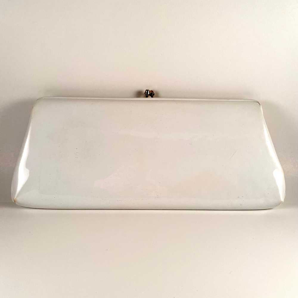 1960s HL White Patent Leather Clutch With Optiona… - image 1