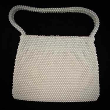 1960s No Label Ivory Bead Handbag - image 1