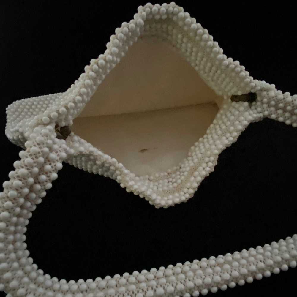 1960s No Label Ivory Bead Handbag - image 3