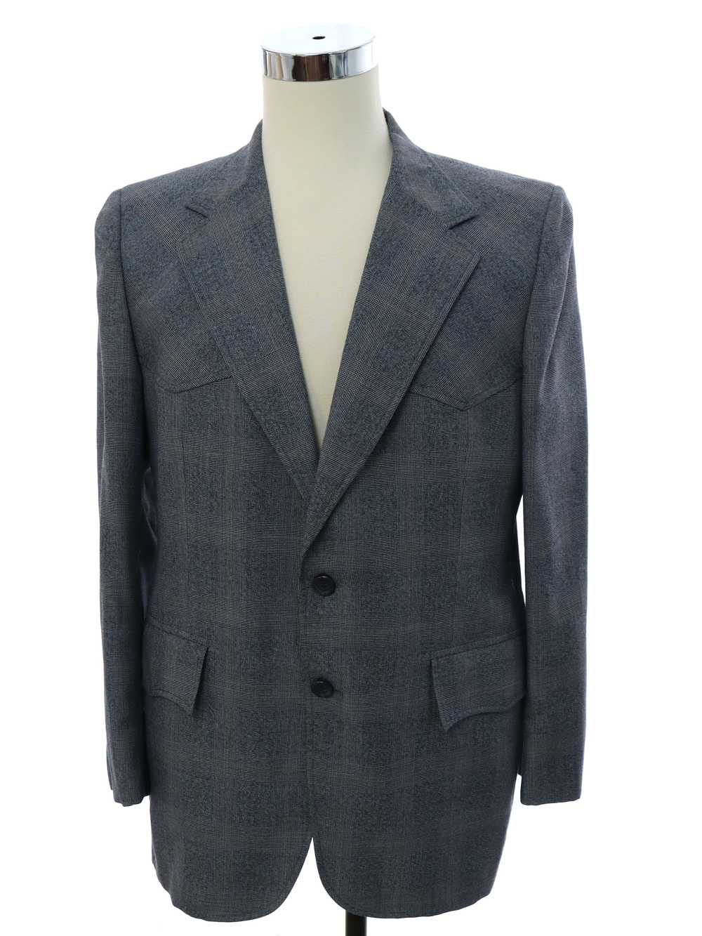 1970's Morgan Mens Plaid Disco Western Blazer Spo… - image 1