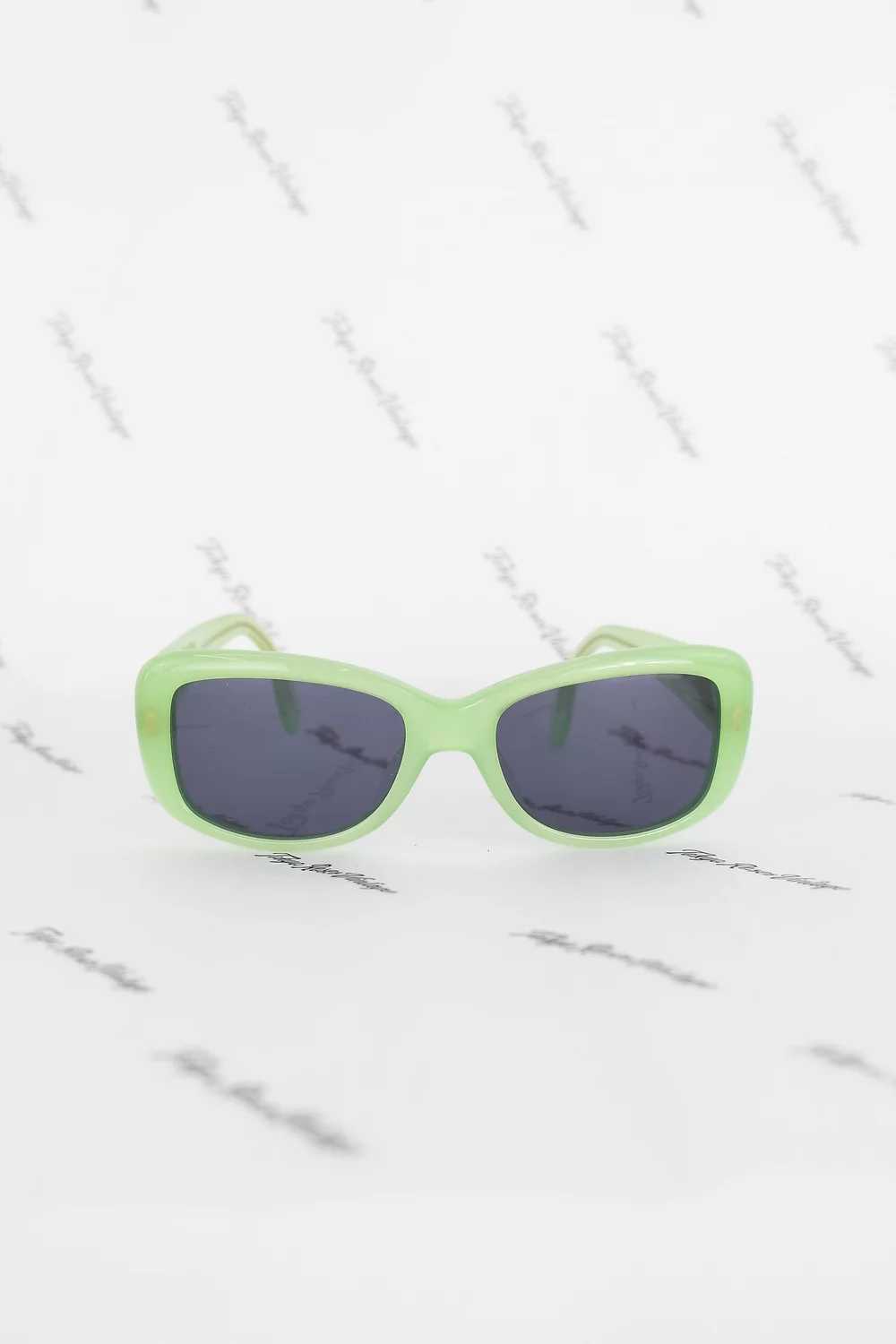 Vintage Chanel Neon Green Frame Sunglasses Logo G… - image 2