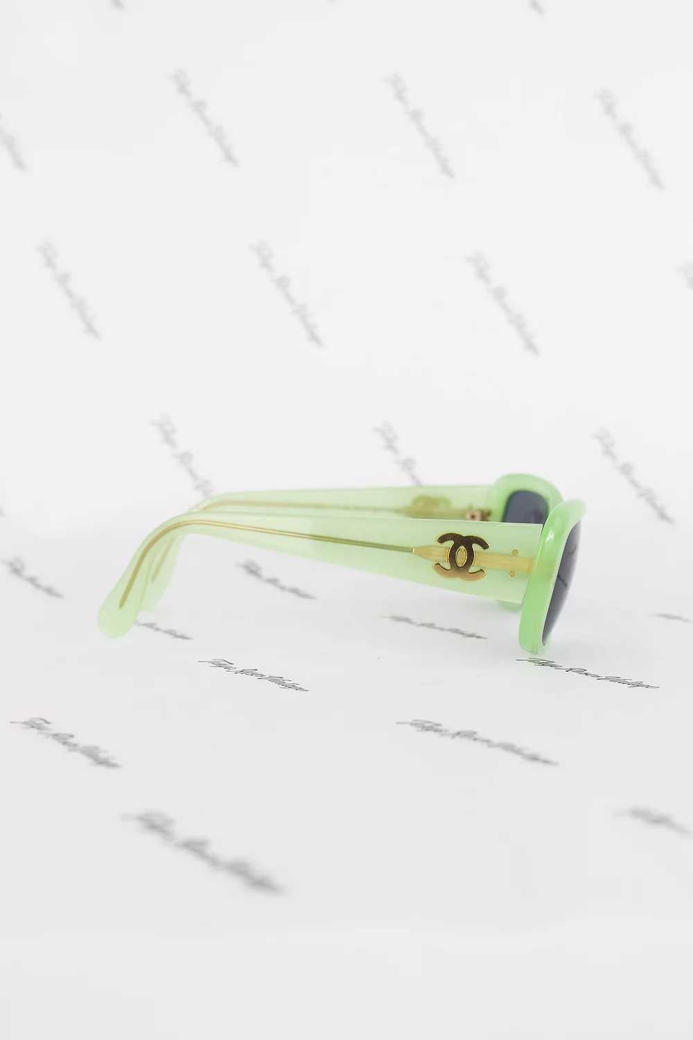Vintage Chanel Neon Green Frame Sunglasses Logo G… - image 5