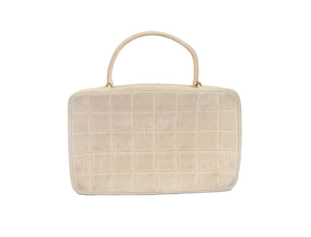 Chanel Suede Nude Square Quilted Top Handle Bag - image 2