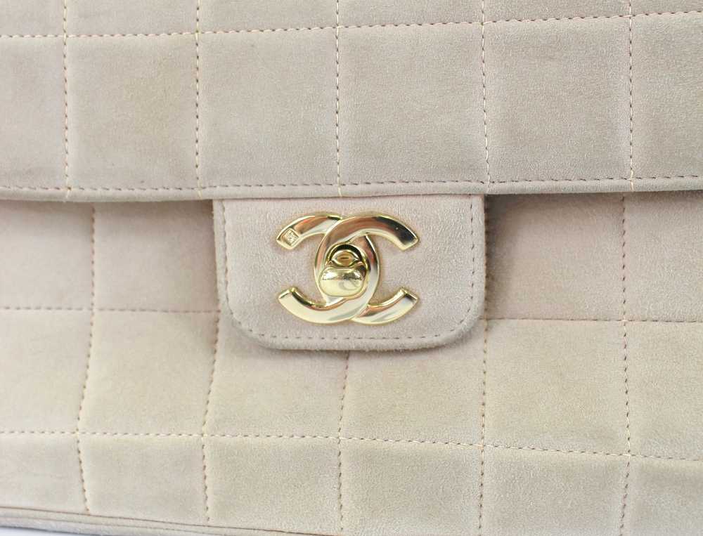 Chanel Suede Nude Square Quilted Top Handle Bag - image 4
