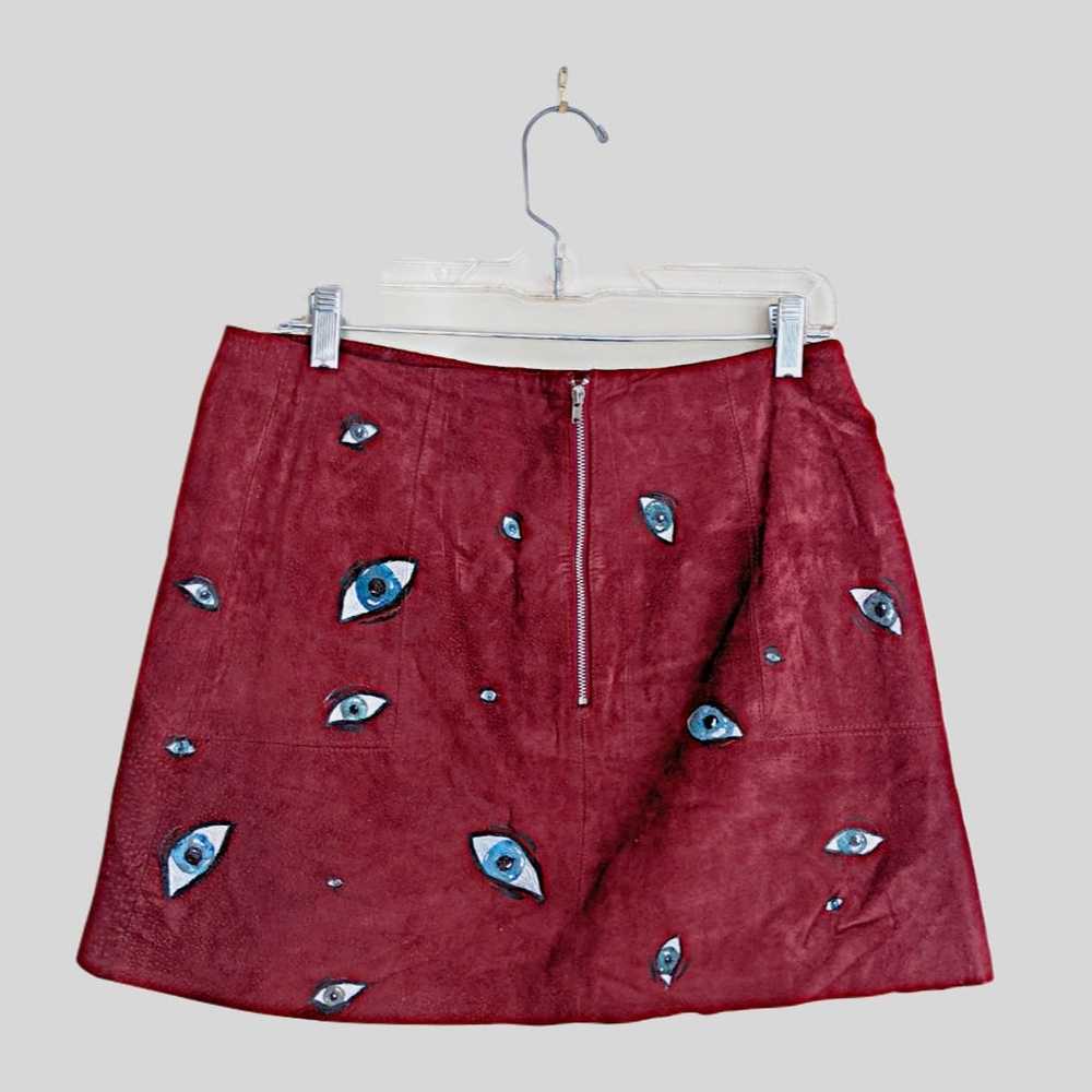 Handmade Handpainted red suede eyeball skirt size… - image 2