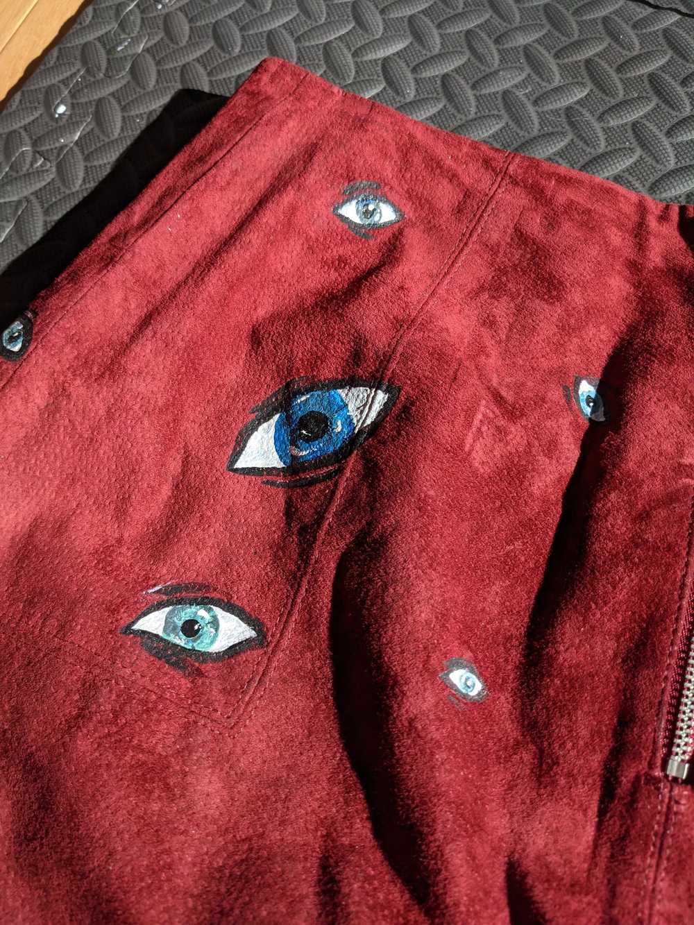 Handmade Handpainted red suede eyeball skirt size… - image 7